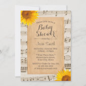 Rustic Sunflower  Musical Baby shower Kaart (Voorkant)