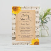 Rustic Sunflower  Musical Baby shower Kaart (Staand voorkant)