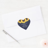 Rustic Sunflower Navy Blue Baby shower Hart Sticker (Envelop)