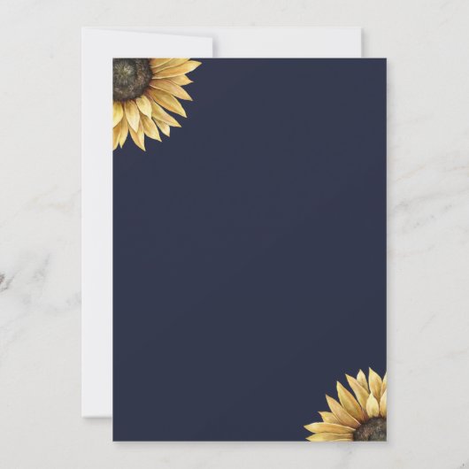 Rustic Sunflower Navy Blue Rehearsal Aankondiging (Achterkant)