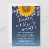 Rustic Sunflower Navy Blue Rehearsal Kaart (Voorkant)