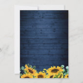 Rustic Sunflower Navy Blue String Lights Wedding Kaart (Achterkant)