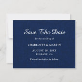 Rustic Sunflower Navy Blue Wedding Save the Date Aankondiging (Achterkant)