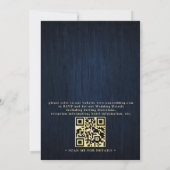 Rustic Sunflower Navy Blue Wood QR Code Wedding Kaart (Achterkant)