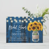 Rustic Sunflower Navy Blue Wood Vrijgezellenfeest Kaart (Staand voorkant)