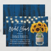 Rustic Sunflower Navy Blue Wood Vrijgezellenfeest Kaart (Voorkant / Achterkant)