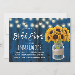 Rustic Sunflower Navy Blue Wood Vrijgezellenfeest Kaart