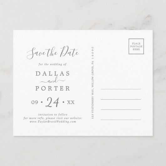 Rustic Sunflower Navy Photo Collage Save the Date Uitnodiging Briefkaart (Achterkant)