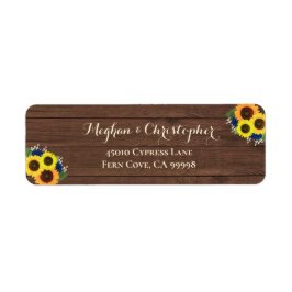 Rustic Sunflower Navy Rozen Floral Return Address Etiket