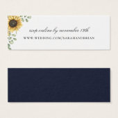 Rustic Sunflower Navy Wedding Website RSVP Mini Visitekaartjes (Voorkant /achterkant)