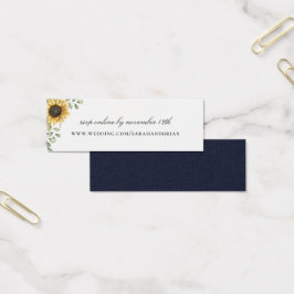 Rustic Sunflower Navy Wedding Website RSVP Mini Visitekaartjes