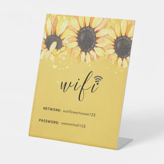 Rustic Sunflower Network WiFi Wachtwoord Pedestal  Reclamebord Met Voetstuk (Voorkant)