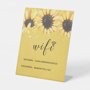 Rustic Sunflower Network WiFi-wachtwoord Reclamebord Met Voetstuk