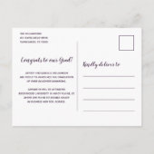 Rustic Sunflower Paars en Gold Photo Afstuderen Aankondigingskaart (Achterkant)