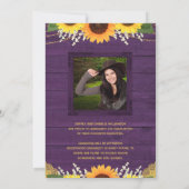 Rustic Sunflower Paars Gold 2 Foto Afstuderen Aankondiging (Achterkant)