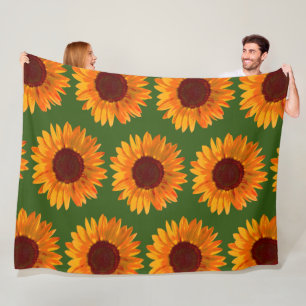 Rustic Sunflower Pattern Boerderij House Charm Fleece Deken
