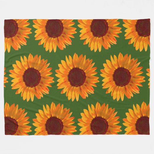 Rustic Sunflower Pattern Boerderij House Charm Fleece Deken (Voorkant (Horizontaal))