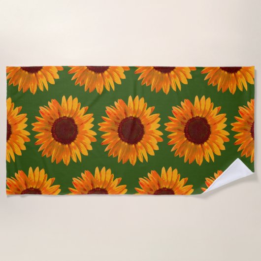 Rustic Sunflower Pattern Boerderij House Charm Strandlaken (Voorkant)
