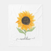 Rustic Sunflower Personalized Name Script Fleece Deken (Voorkant)