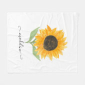 Rustic Sunflower Personalized Name Script Fleece Deken (Voorkant (Horizontaal))