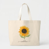 Rustic Sunflower Personalized Name Script Grote Tote Bag (Voorkant)