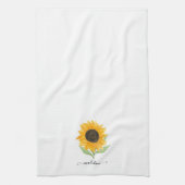 Rustic Sunflower Personalized Name Script Theedoek (Verticaal)