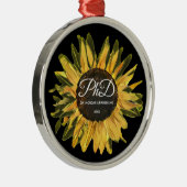 Rustic Sunflower Persoonlijk PhD-Afstuderen Metalen Ornament (Rechts)