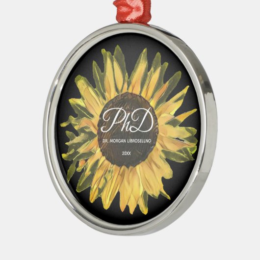 Rustic Sunflower Persoonlijk PhD-Afstuderen Metalen Ornament (Links)