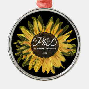Rustic Sunflower Persoonlijk PhD-Afstuderen Metalen Ornament
