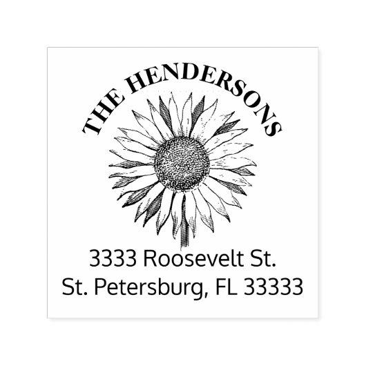 Rustic Sunflower Persoonlijk retouradres Zelfinktende Stempel (Design)