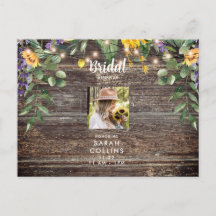 Rustic Sunflower Photo Bridal Shower Invitation
