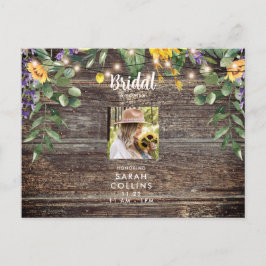Rustic Sunflower Photo Bridal Shower Invitation Briefkaart