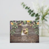 Rustic Sunflower Photo Bridal Shower Invitation Briefkaart (Staand voorkant)