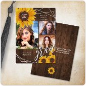 Rustic Sunflower Photo Collage Afstuderen Aankondiging