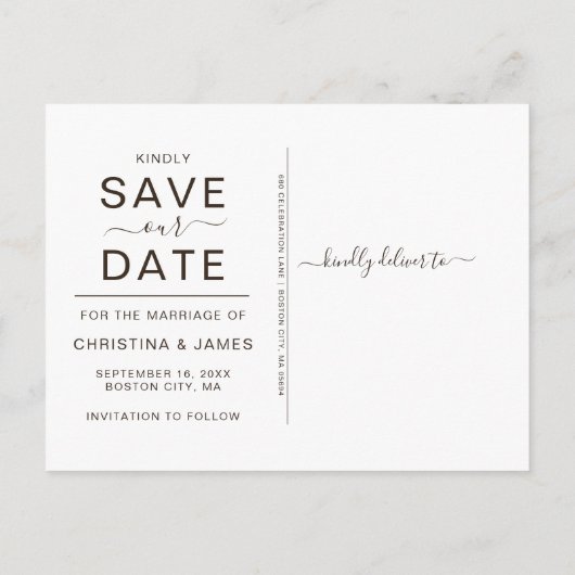 Rustic Sunflower Photo Script Save the Date Aankondigingskaart (Achterkant)