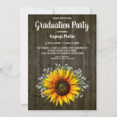 Rustic Sunflower Photo Template Graduparty Kaart (Achterkant)