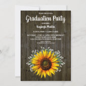 Rustic Sunflower Photo Template Graduparty Kaart (Achterkant)