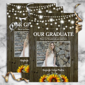 Rustic Sunflower Photo Template Graduparty Kaart