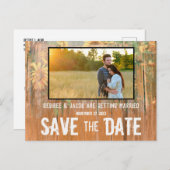 Rustic Sunflower Photo Weddenschap Save the Date Aankondigingskaart (Voorkant / Achterkant)