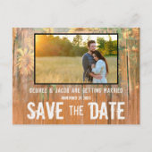 Rustic Sunflower Photo Weddenschap Save the Date Aankondigingskaart (Voorkant)