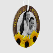 Rustic Sunflower Photo Wedding Save the Date Ornament (voorkant)
