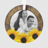 Rustic Sunflower Photo Wedding Save the Date Ornament (achterkant)