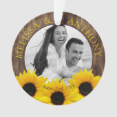 Rustic Sunflower Photo Wedding Save the Date Ornament (voorkant)