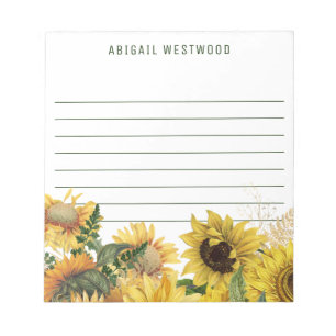 Rustic Sunflower Plant mam Persoonlijke naam Notitieblok