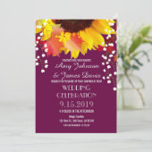 Rustic Sunflower Plum Wedding Invitting Kaart (Staand voorkant)