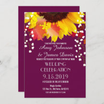 Rustic Sunflower Plum Wedding Invitting