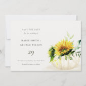 Rustic Sunflower Pumpkin Floral Save the Date Kaar Bedankkaart (Voorkant)
