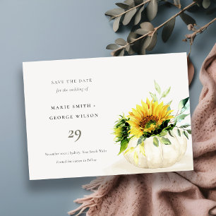 Rustic Sunflower Pumpkin Floral Save the Date Kaar Bedankkaart
