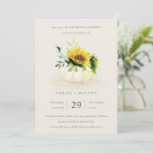 Rustic Sunflower Pumpkin Floral Vow Renewal Invite Bedankkaart (Staand voorkant)