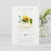 Rustic Sunflower Pumpkin Floral Vow Renewal Invite Bedankkaart (Staand voorkant)